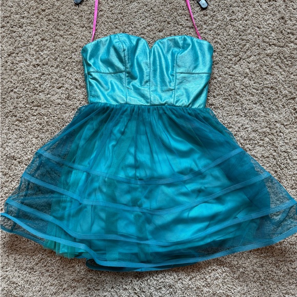 Betsey Johnson tulle and faux leather strapless mini dress - Picture 2 of 12